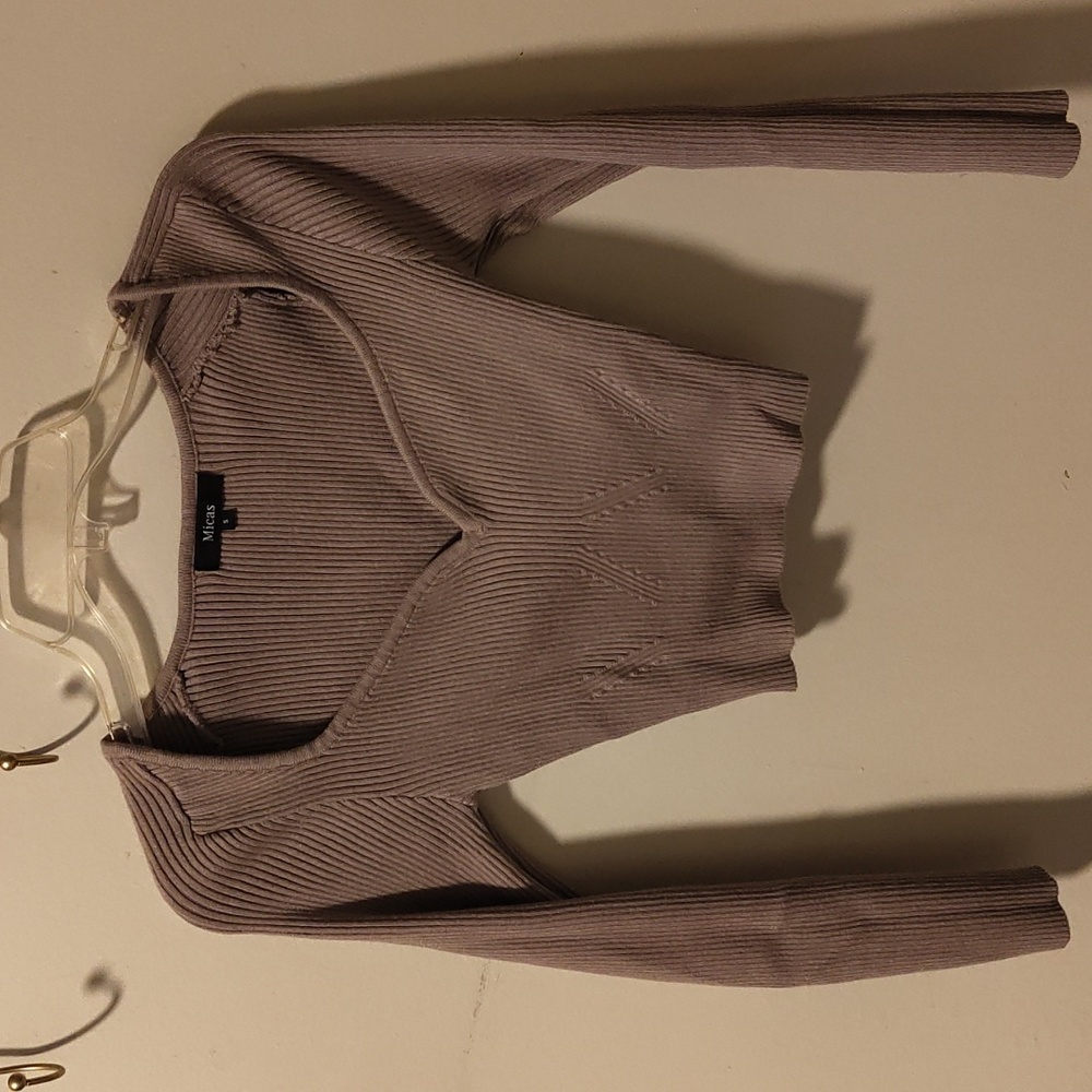 Micas Knit Sweetheart Neckline Crop Top